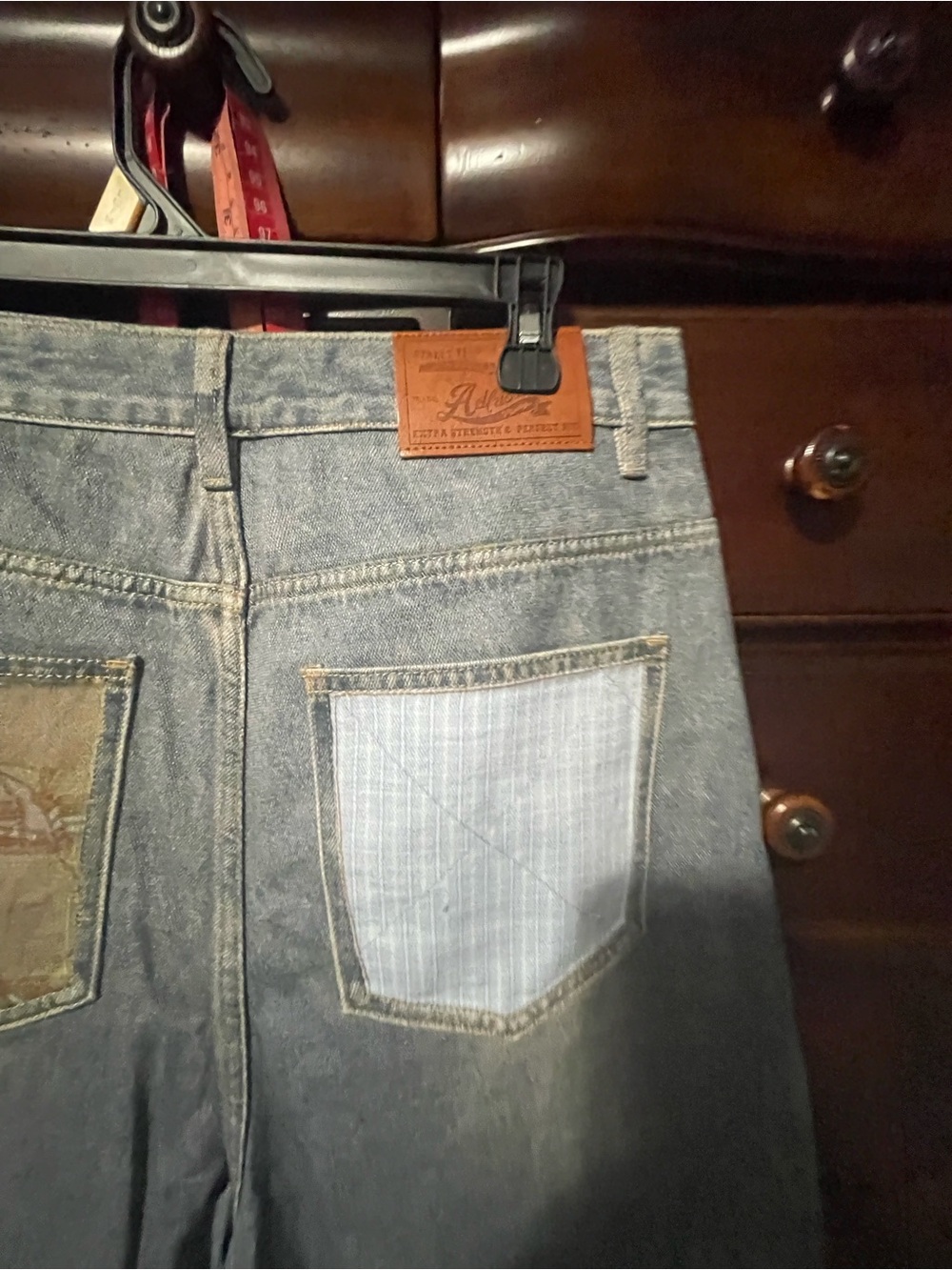 NWOT Aelfric Eden Patchwork Star-Accent Wide Leg Women’s Jeans - Blue/Brown - Picture 6 of 6